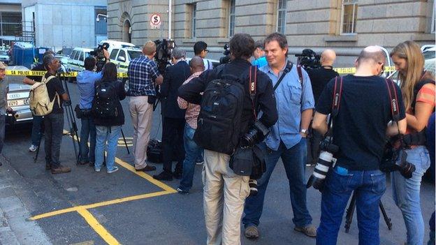 Waiting media outside Western Cape High Court