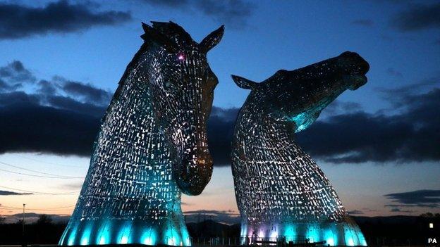 Kelpies lit up