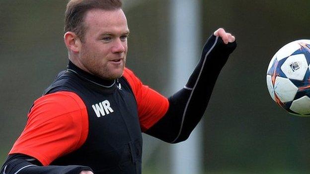 Wayne Rooney in Manchester United training