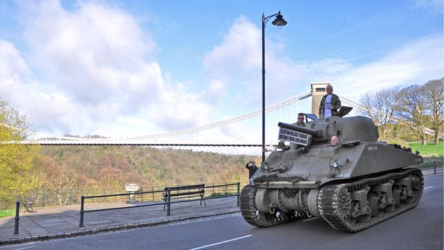 Tank with Clifton Suspension Bridge in the background