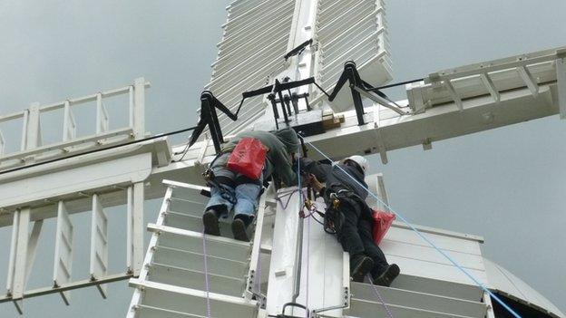 Volunteers working on Burwell's windmill