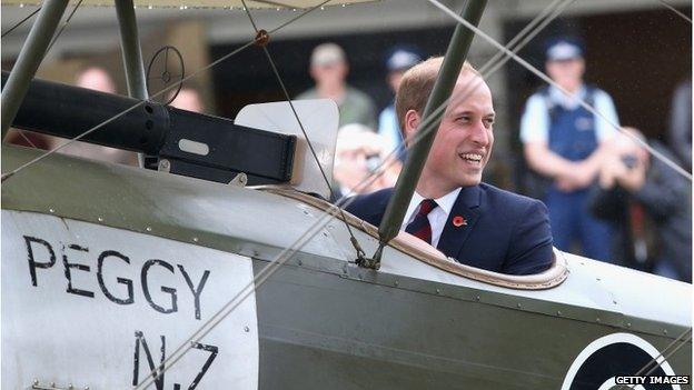 Duke of Cambridge in the cockpit of a WWI biplane