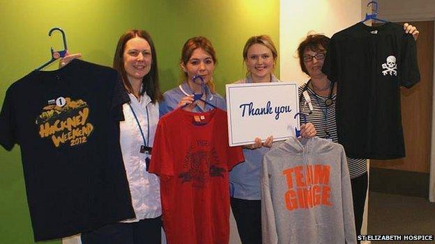 St Elizabeth Hospice team with Ed Sheeran clothing