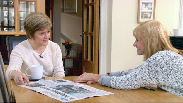 Nicola Sturgeon being interviewed by Jackie Bird