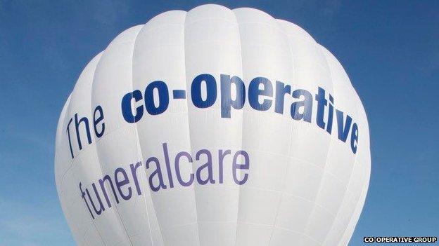 A co-operative funeral care hot air balloon in this undated file photo