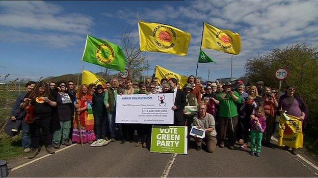 Green Party protest at Hinkley Point April 10 2014