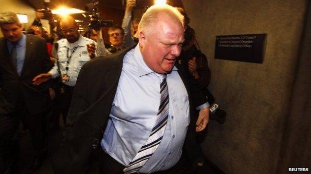 Rob Ford, shown at City Hall on 19 March 2014