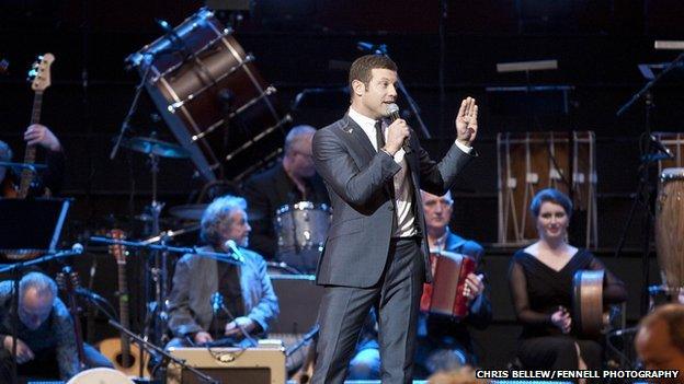 Dermot O'Leary on stage