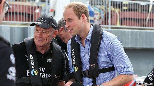 Prince William on a yacht in New Zealand