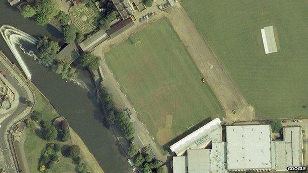 Aerial view of The Rec, home of Bath Rugby