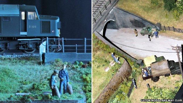 Scene from Luton Model Railway Club's recreation of the Great Train Robbery