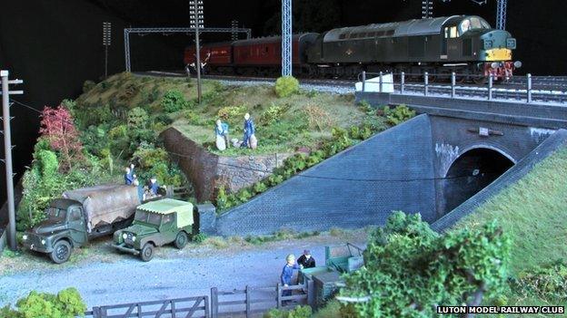 Scene from Luton Model Railway Club's recreation of the Great Train Robbery