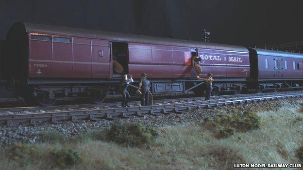 Scene from Luton Model Railway Club's recreation of the Great Train Robbery