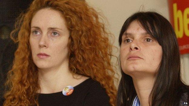 Rebekah Brooks and Sara Payne at the Conservative Party conference in October 2002