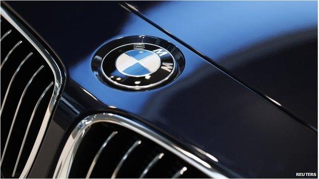 BMW logo is pictured before news conference of German premium automaker BMW in Munich 19/03/14