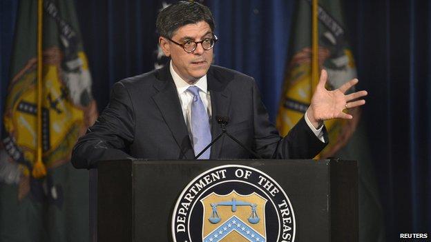 US Treasury Secretary Jack Lew speaking in Washington on 11 April 2014