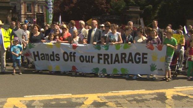 Protesters outside Northallerton County Hall in 2012