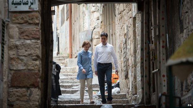 Ed Miliband and wife Justine were shown around the Old City of Jerusalem