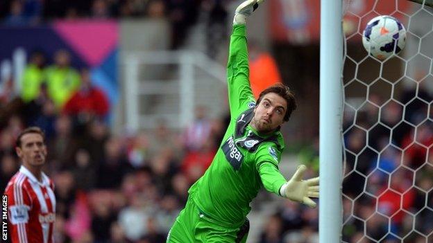 Newcastle keeper Tim Krul watches Erik Pieters' effort go in