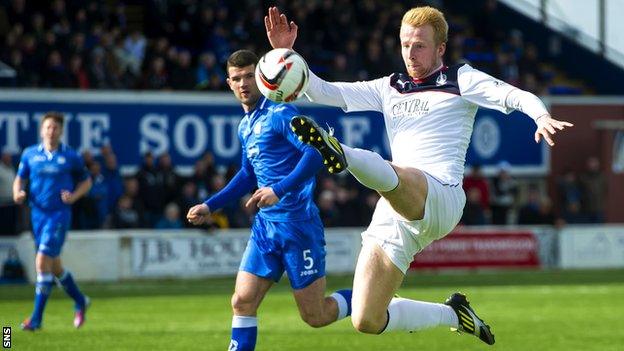 Mark Beck scores for Falkirk against Queen of the South