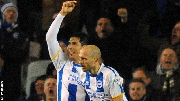 Brighton players celebrating