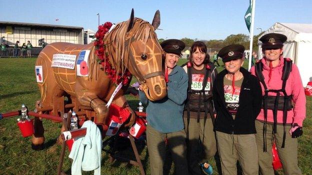 Sharon, Karen, Debbie & Penny will be carrying Colin the War Horse for The Royal British Legion