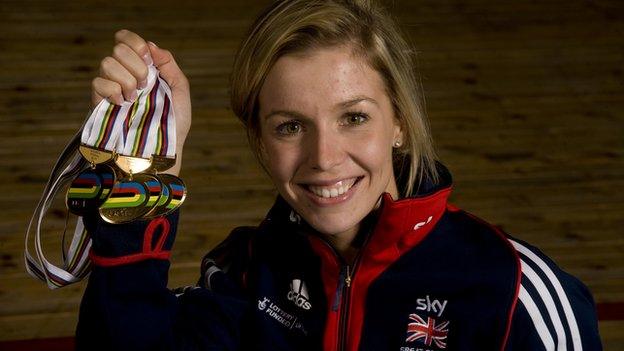 Becky James and her 2013 World Track Cycling Championships medals