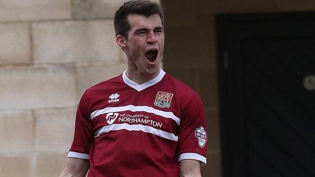 John Marquis celebrates his goal against Burton.