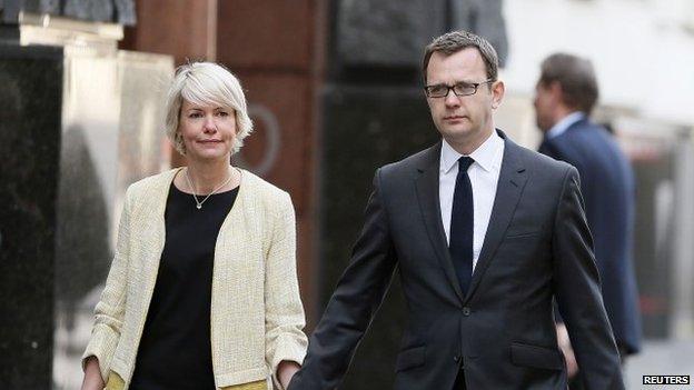 Andy Coulson and his wife Eloise arriving at the Old Bailey on 14 April 2014