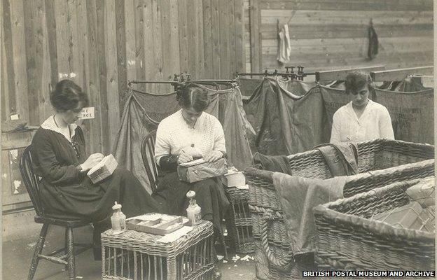 Women working on postbags