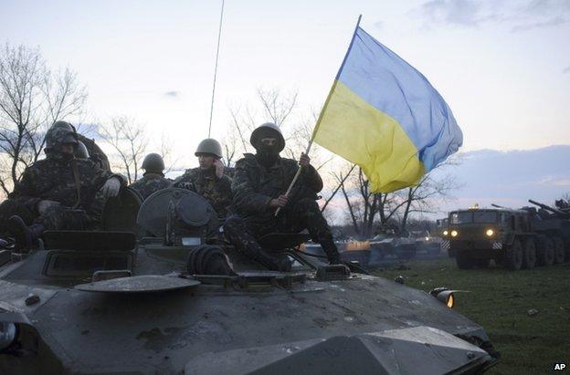 Ukrainian forces 70km (44 miles) from Sloviansk, Donetsk, 14 April