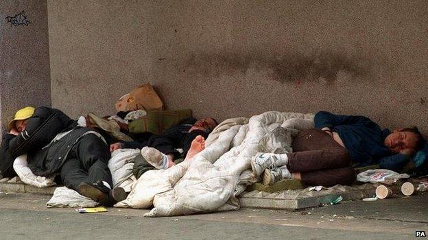 Homeless person sleeping rough