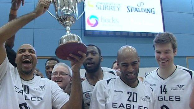 Newcastle Eagles celebrate their title win