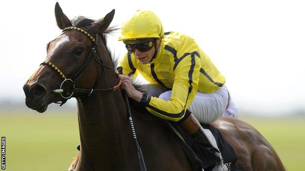 James Doyle rides Rizeena to victory in the Moyglare Stud Stakes