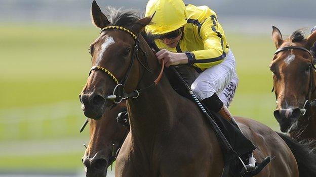 James Doyle rides Rizeena to victory in the Moyglare Stud Stakes