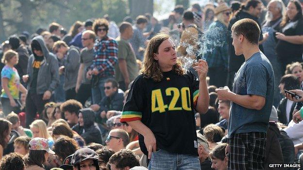 Smoker at a 420 celebration in Golden Gate Park, San Francisco, 20 April 2010