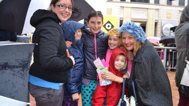 From left: Mel Gorman, Roma Beattie, Lucy Thomas, Olivia Gorman (tiara), Charlie Gorman (red jacket) and Nicola Thomas (blue hat)