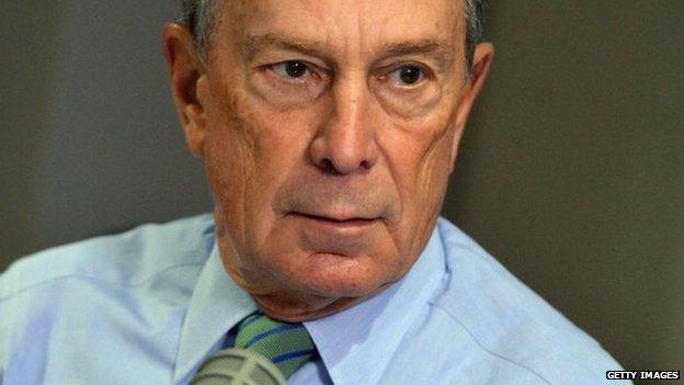 Michael Bloomberg visits John Gambling's final special on WOR 710 AM at WOR Studios in New York City 20 December 2013