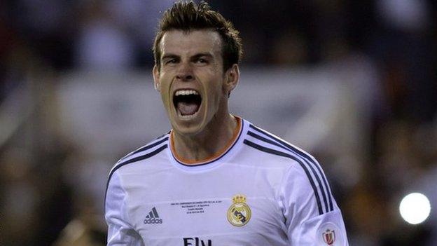 Gareth Bale celebrates his goal for Real Madrid