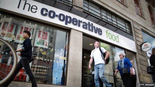 Shoppers outside a Co-operative Group supermarket