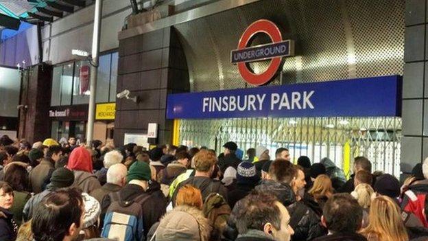 Crowds at Finsbury Park Tube station