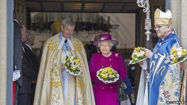 The Dean of Blackburn Christopher Armstrong, the Queen and Bishop of Blackburn, the Right Reverend Julian Henderson