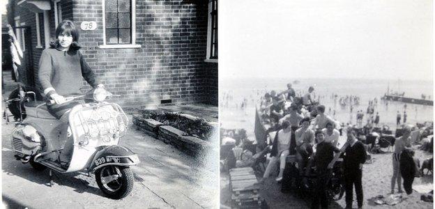 Shirley Hall with her scooter and the day in Clacton