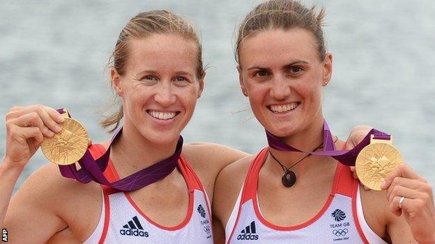 Heather Stanning (r) and Helen Glover at London 2012