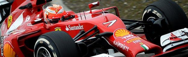 Ferrari driver Kimi Raikkonen of Finland powers his car during the second practice session of the Formula One Chinese Grand Prix in Shanghai on April 18, 2014