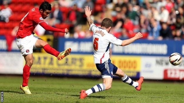 Charlton Athletic's Reza Ghoochannejhad has a shot