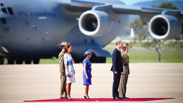 The Duke and Duchess of Cambridge at RAAF Amberley airbase near Brisbane on 19 April