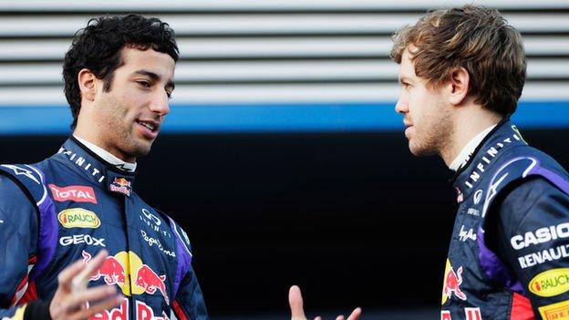 Daniel Ricciardo and Sebastian Vettel