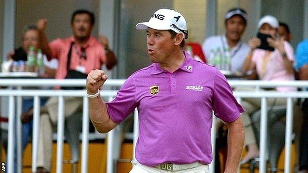 Lee Westwood during the final round at the Malaysian Open