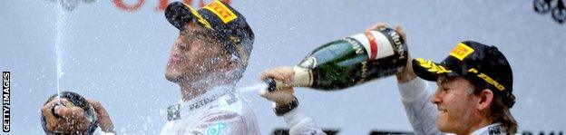 Hamilton and Rosberg celebrate